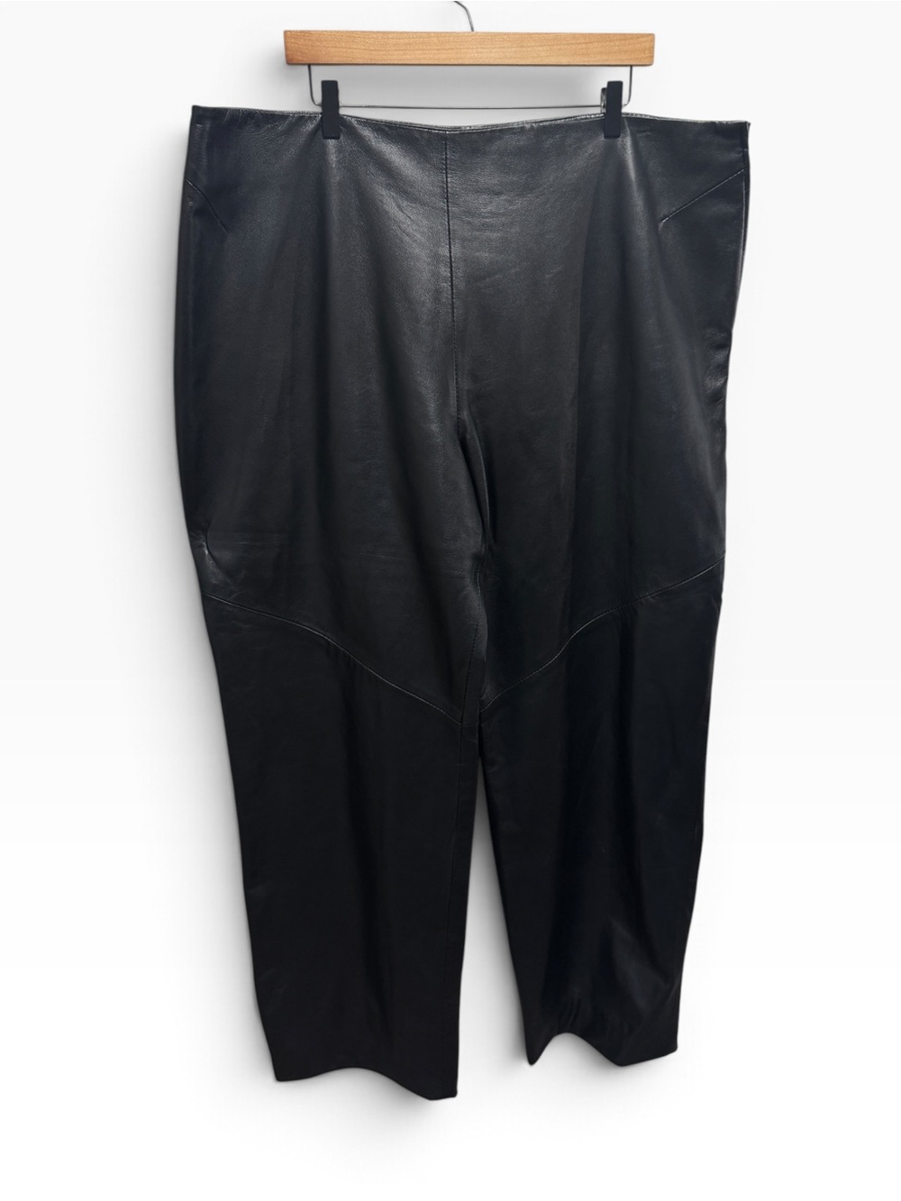 Vintage DC Collection Black Genuine Leather Wide Barrel Leg Curved Seam Pants